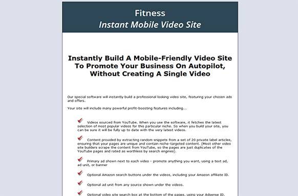 Screen4-12 Fitness Instant Mobile Video Site