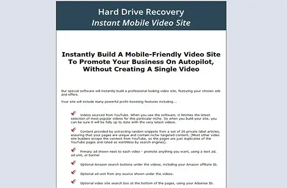 Screen4-8-2 Hard Drive Recovery Instant Mobile Video Site